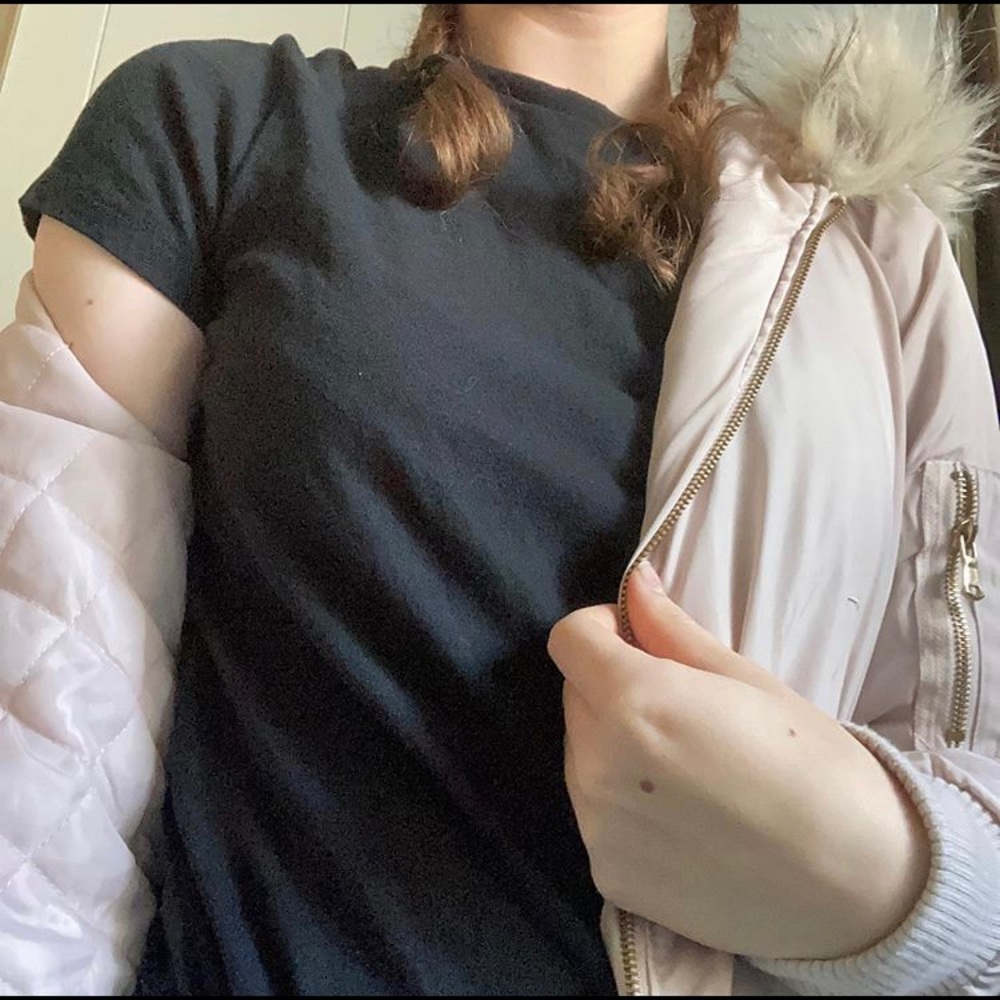 Blush Faux Fur Hood Quilted Lining Puffer Jacket